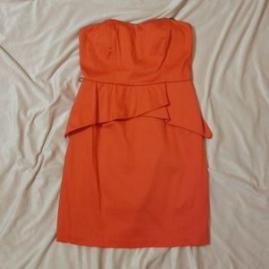 HOLIDAY SALE Red-Orange Strapless Dress